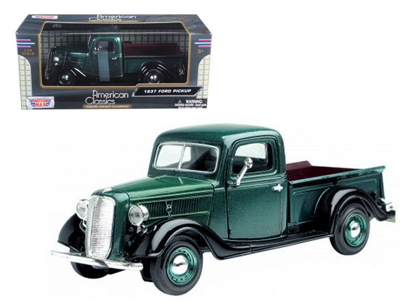 1937 Ford Pickup Truck Green and Black 1/24 Diecast Model Car by