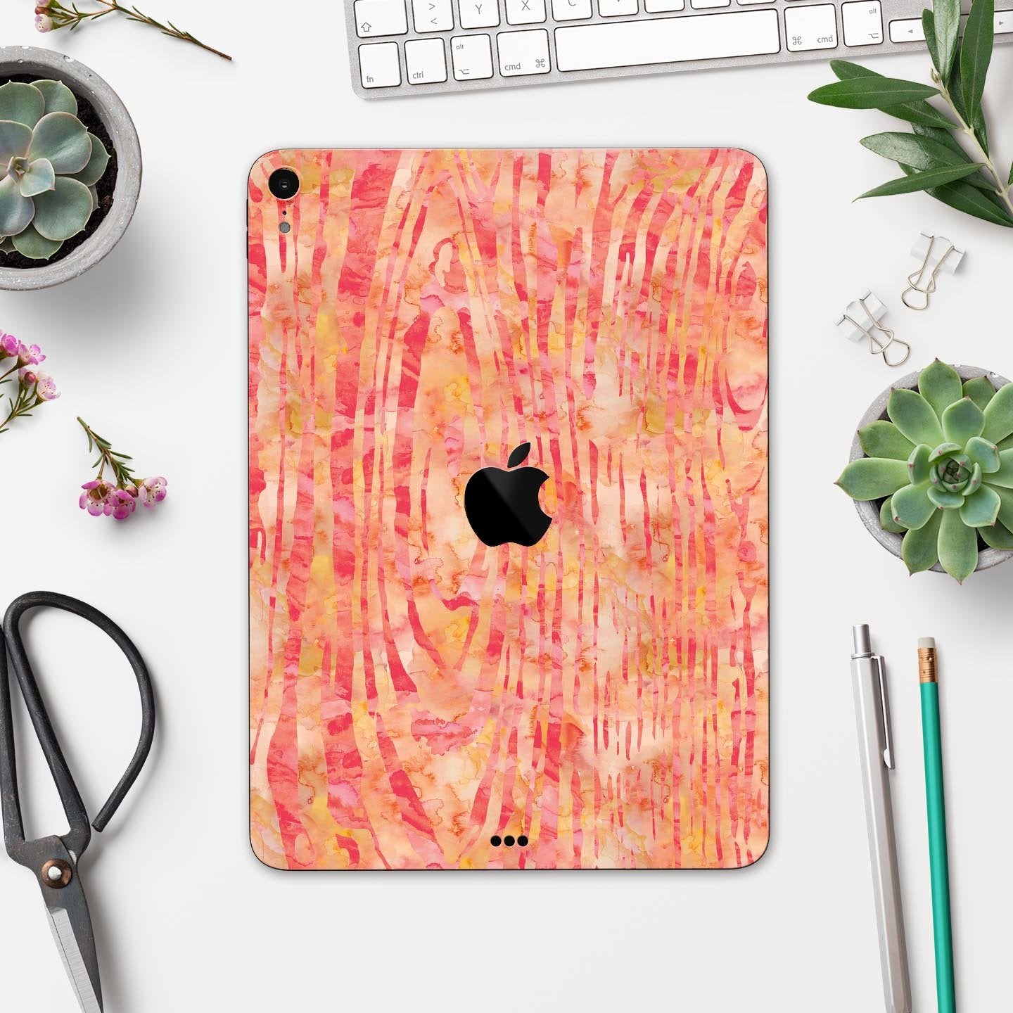 Orange Watercolor Woodgrain - Full Body Skin Decal for the Apple iPad